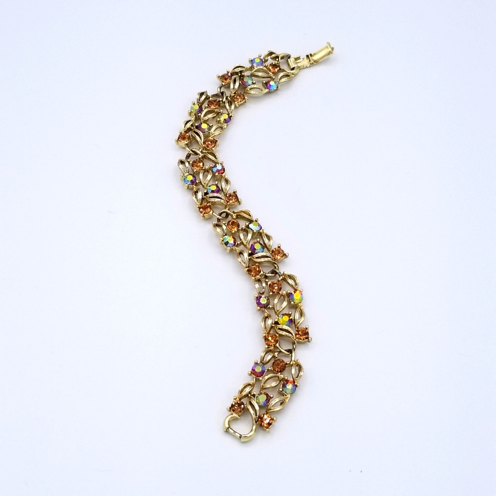 Lisner Aurora Borealis Gold Tone Bracelet